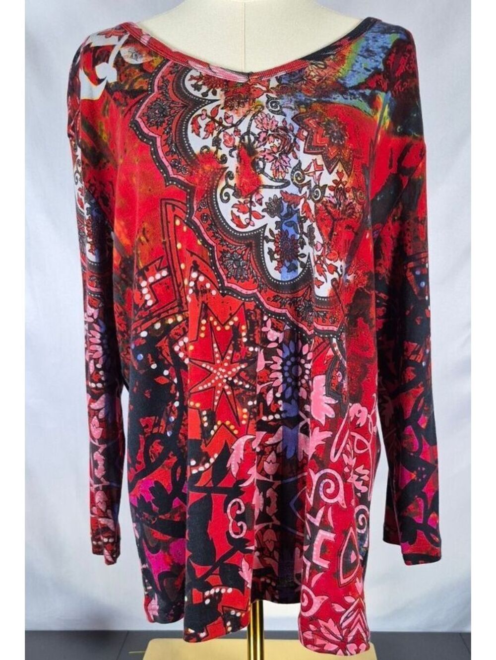 NWT Orientique XL Abstract Boho Art Print 100% Cotton Top